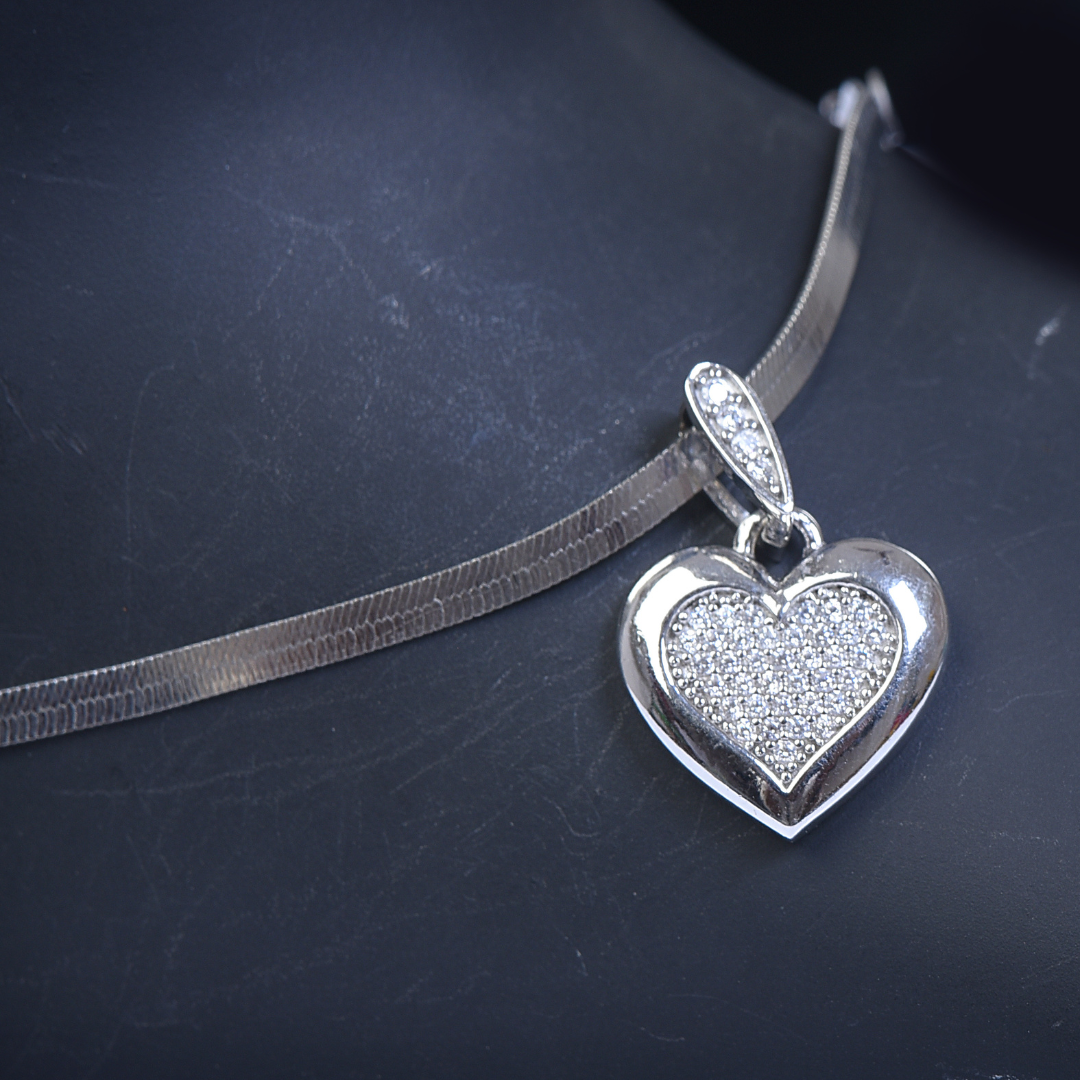 Delicate Heart Ankle Bracelet - Sterling Silver Chain Anklet with Cubic Zirconia Heart Pendant for Women and Girls