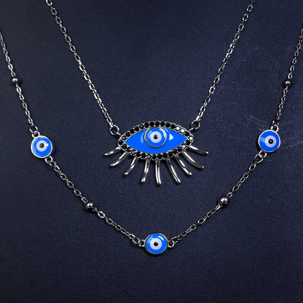 925 sterling silver evil eye necklace for women